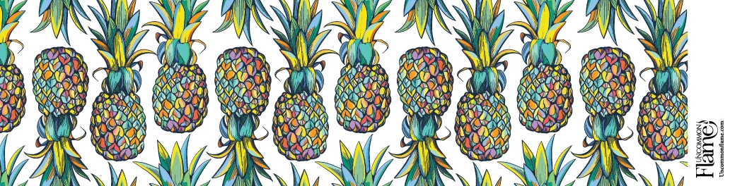 Colorful Pineapples flat label