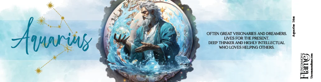 Zodiac Aquarius flat label