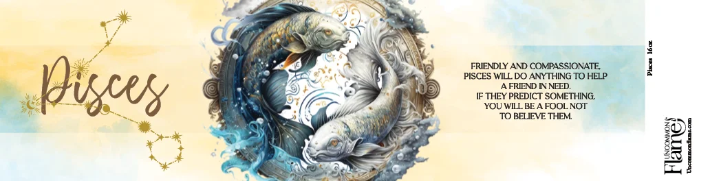 Zodiac Pisces flat label