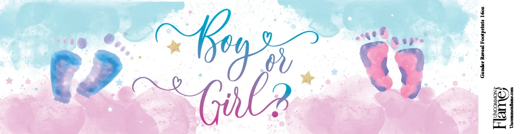 Gender Reveal Footprints flat label