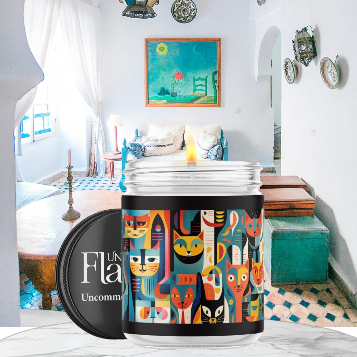 abstract cat candle