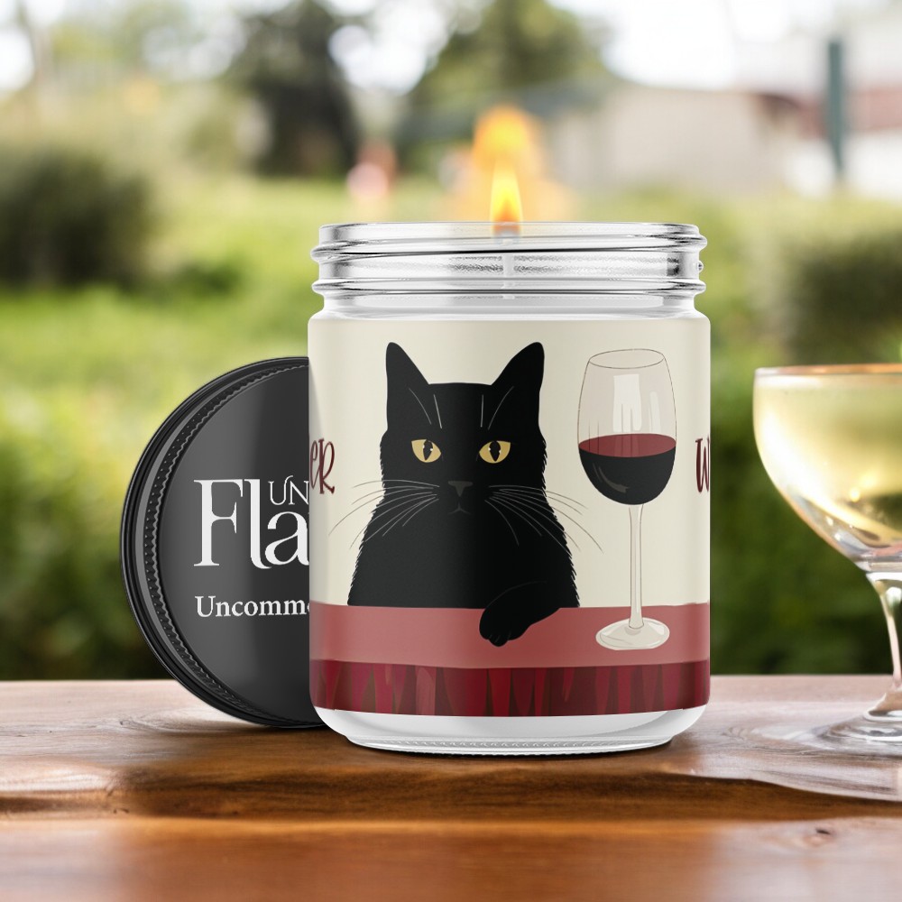 cats and wine candle