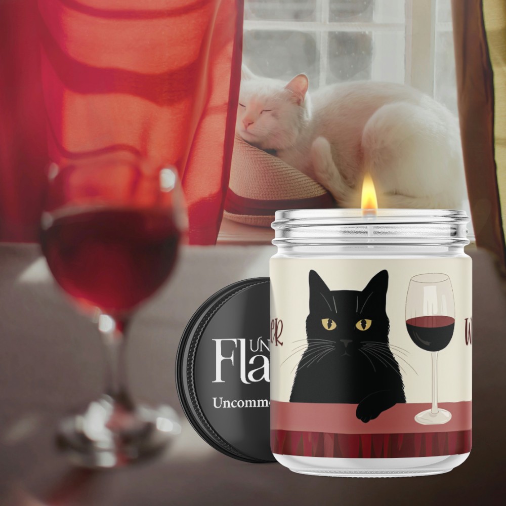 cats and wine candle
