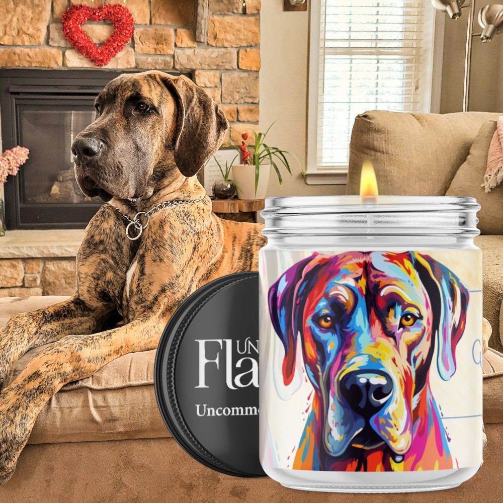 colorful great dane candle