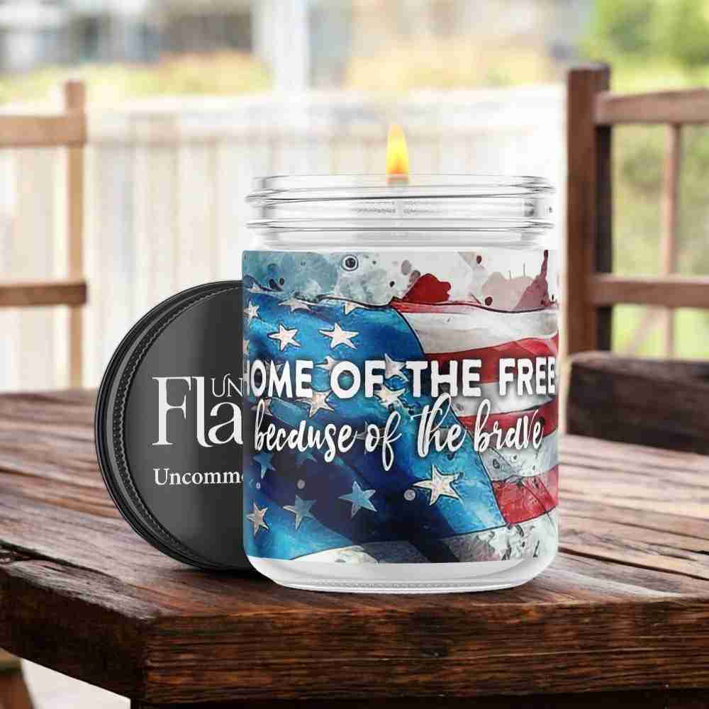 home of the free because of the brave soy candle