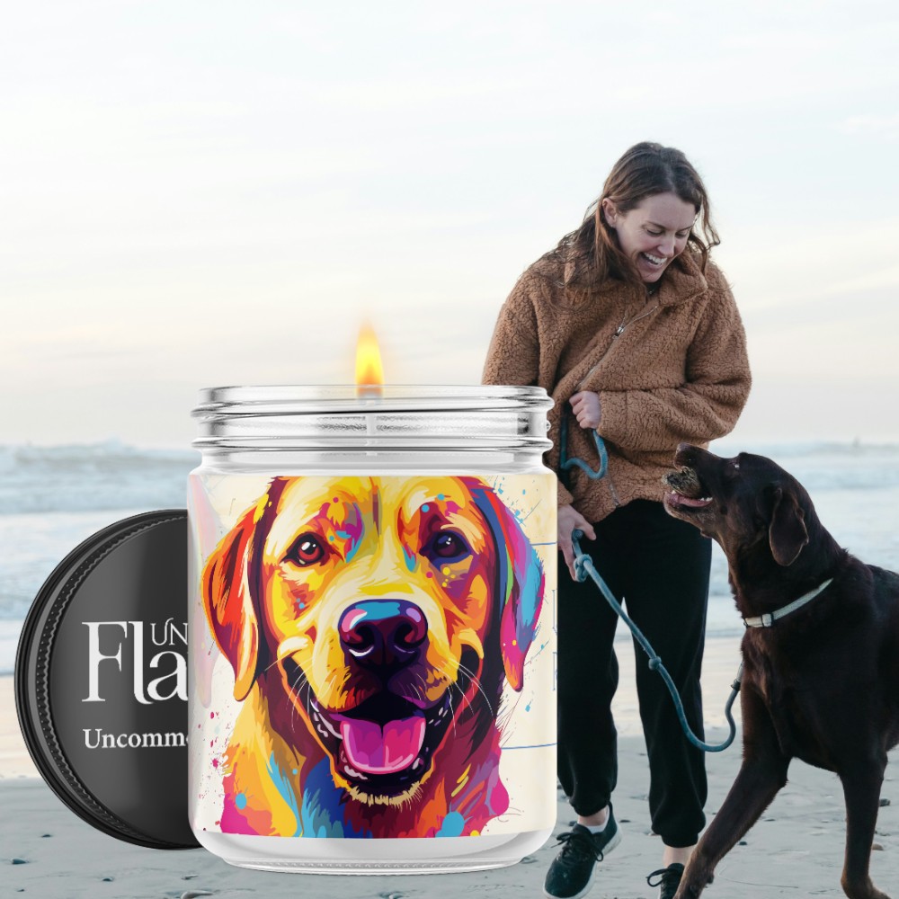 colorful labrador retriever candle