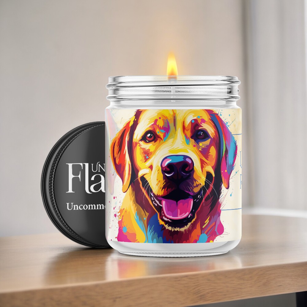 colorful labrador retriever candle