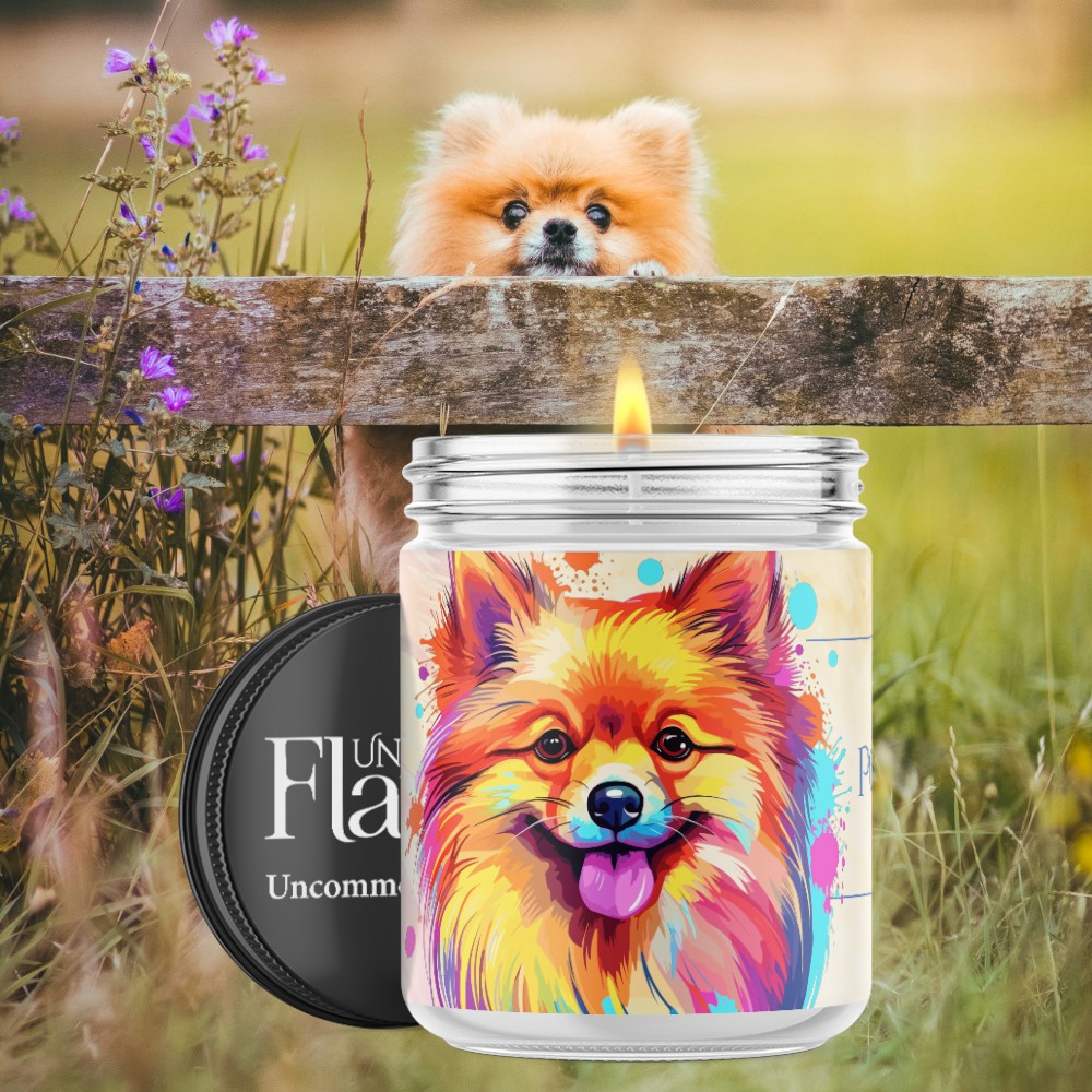 colorful Pomeranian candle