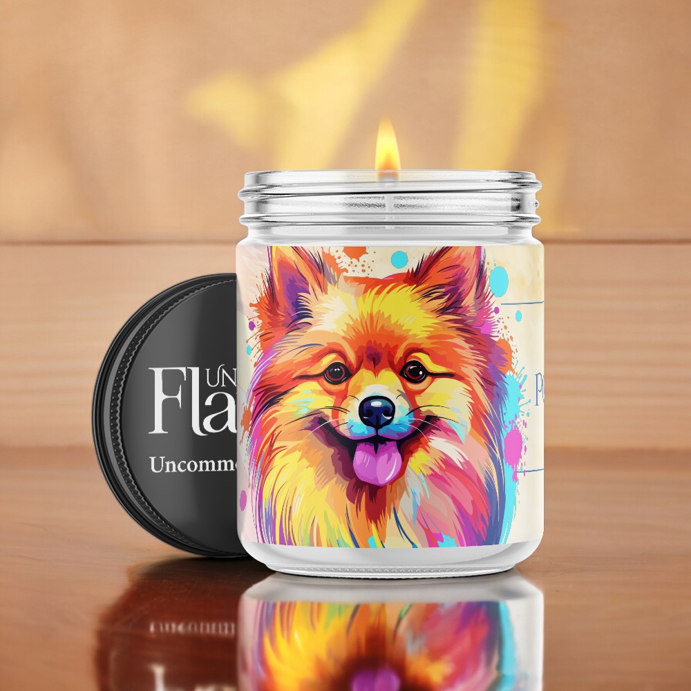 colorful Pomeranian candle