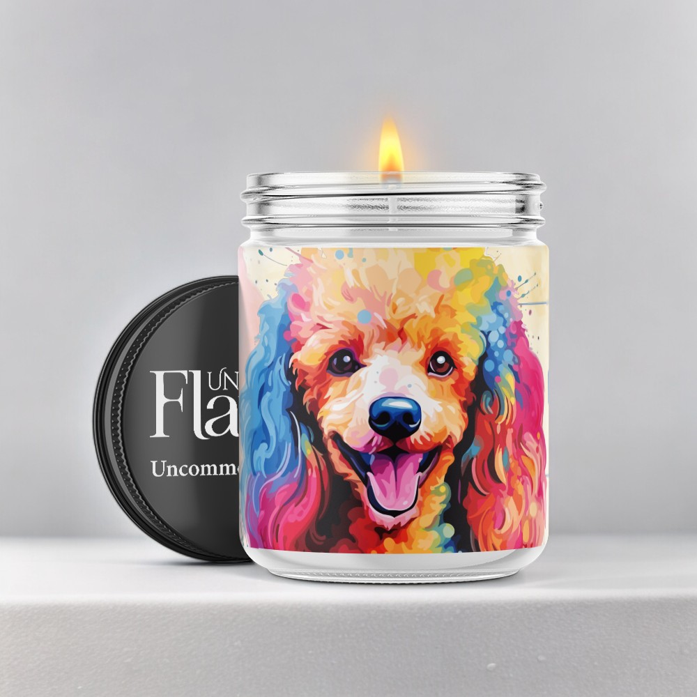 colorful poodle candle