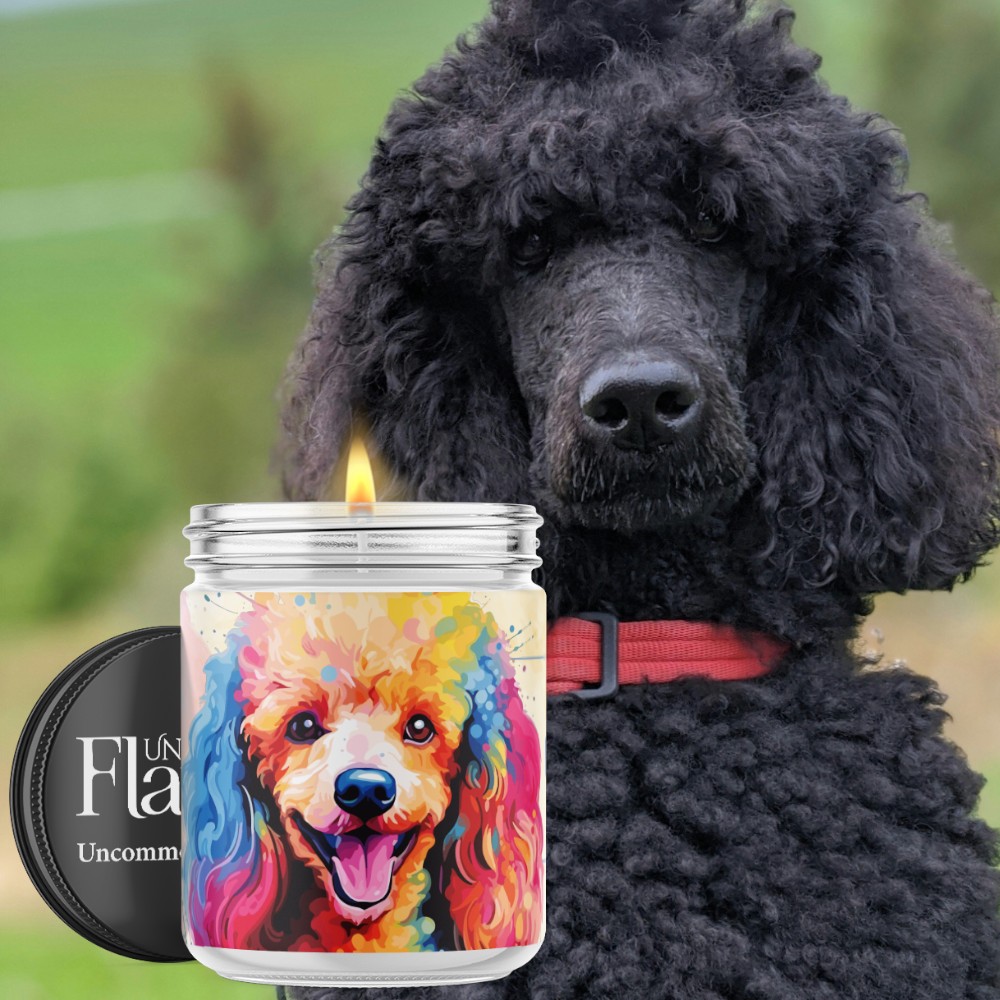colorful poodle candle