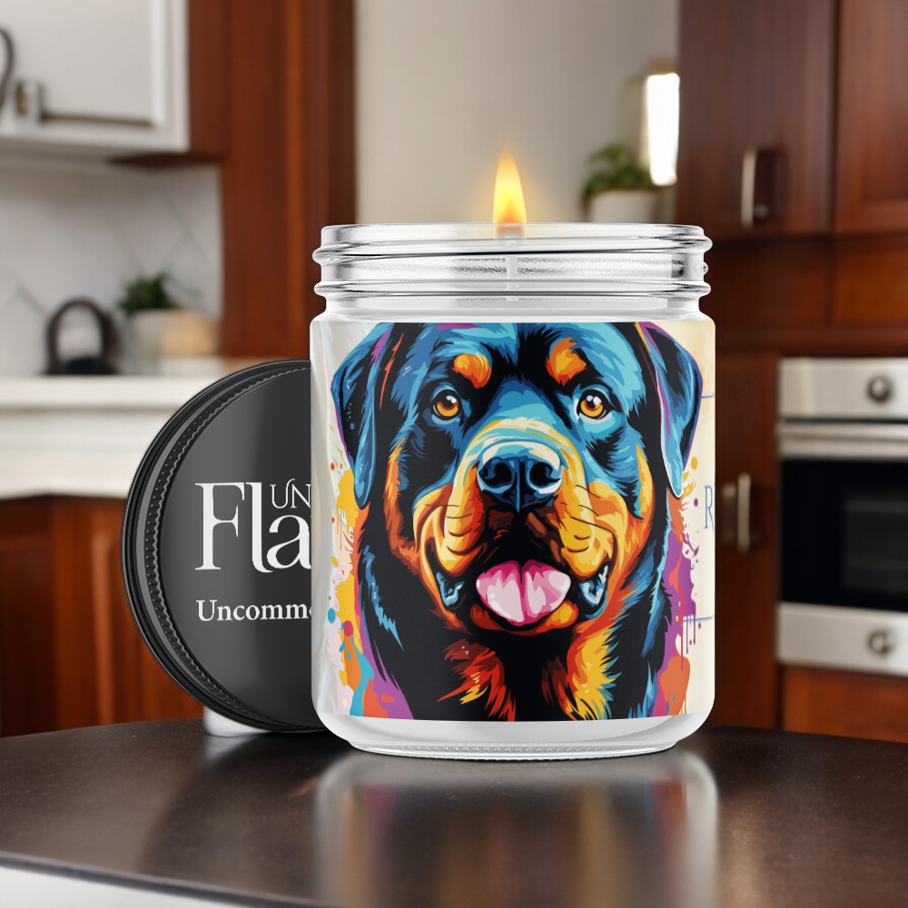 colorful rottweiler candle