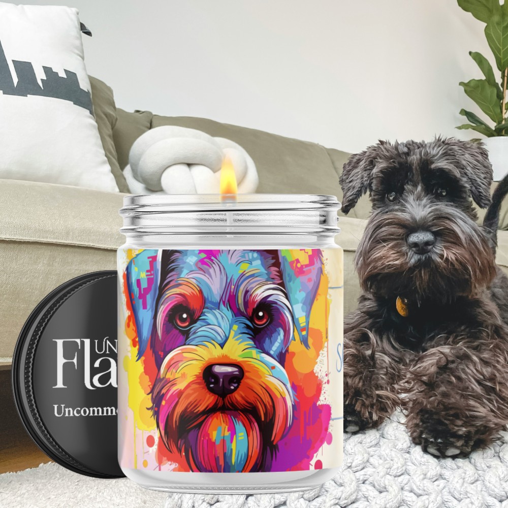 colorful schnauzer candle