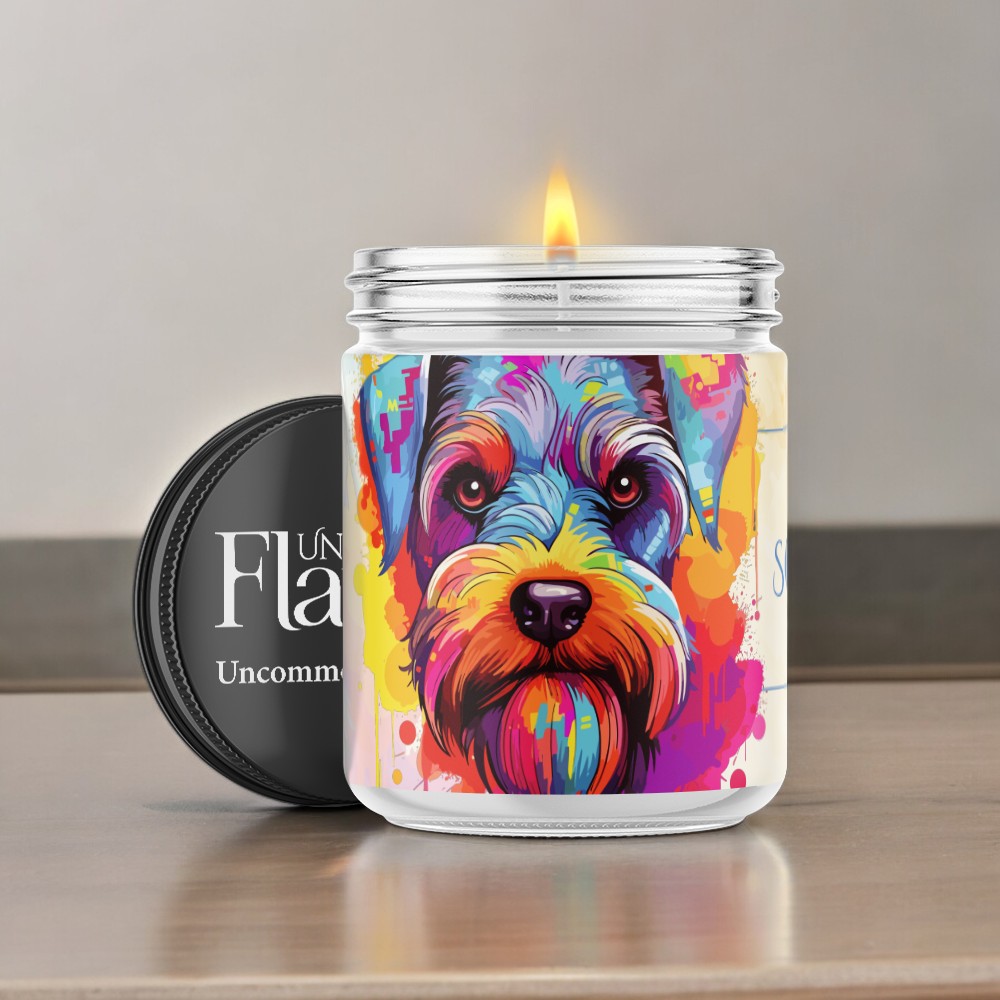 colorful schnauzer candle
