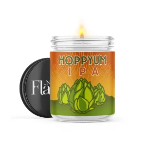 Hoppyum IPA soy candle design