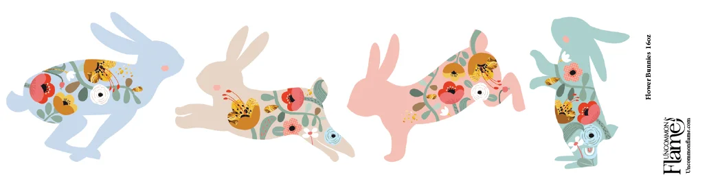 Floral Bunnies flat label