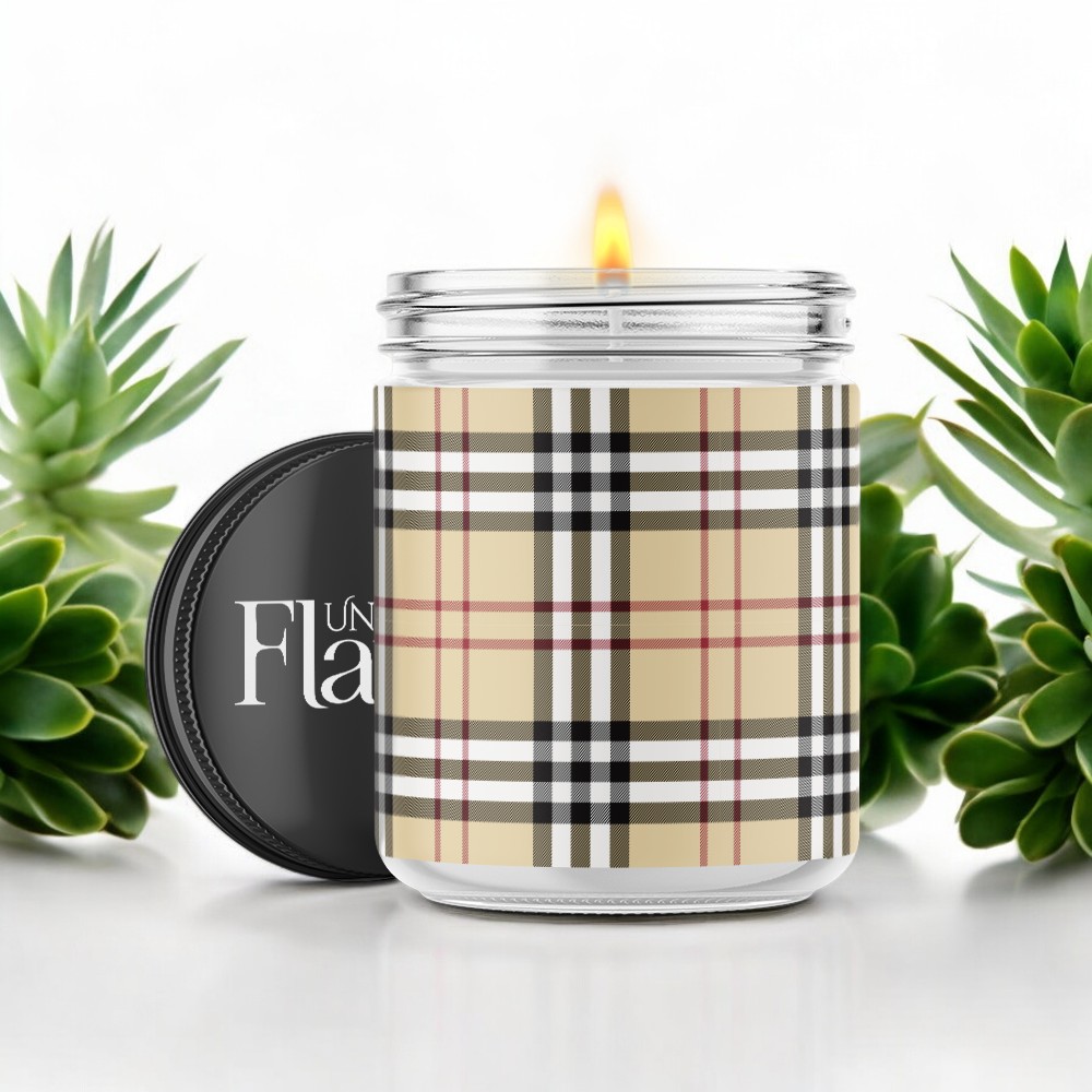 tartan candle, checkered pattern
