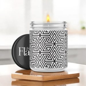 geometric black and white candle