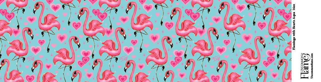 Flamingo With Hearts Aqua Design