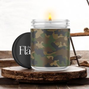 dark green camo candle