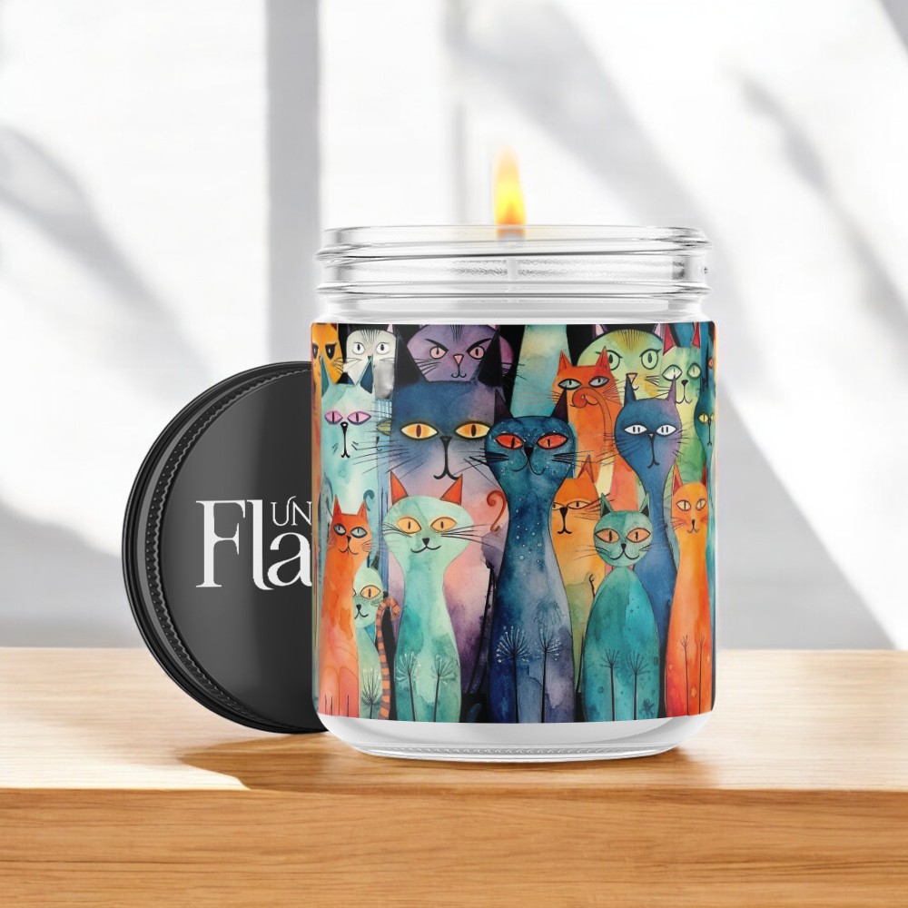 colorful cat candle