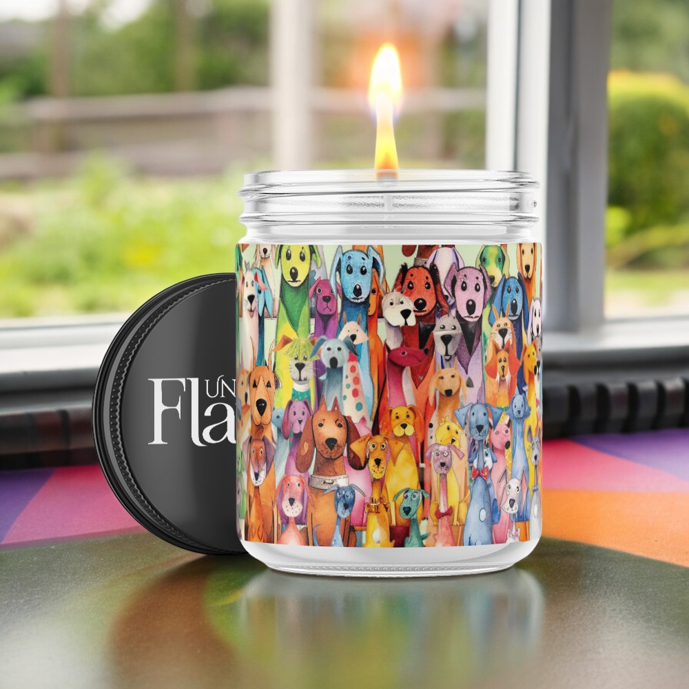 colorful dog candle