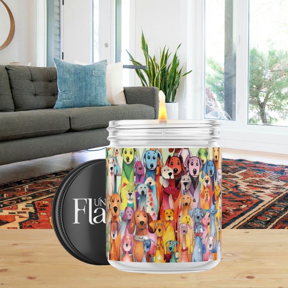 colorful dog candle