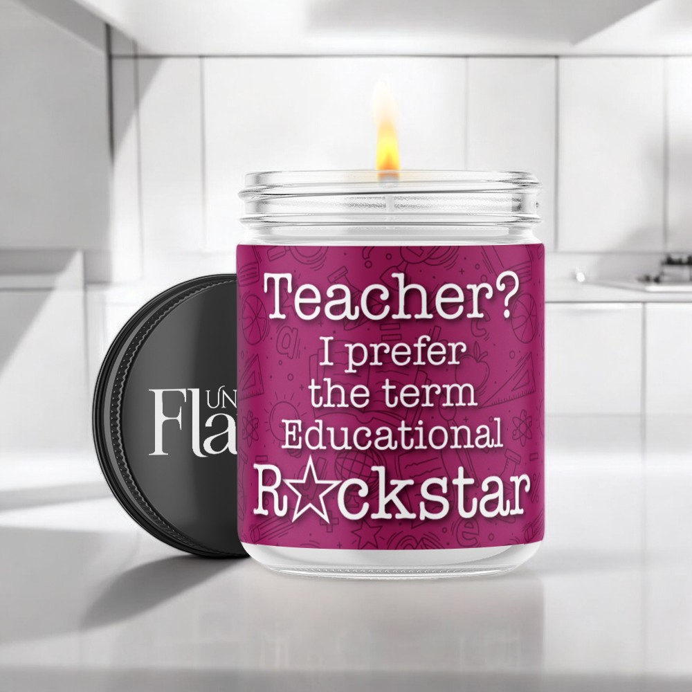 educational rockstar teacher candle