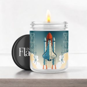 rocket theme candle