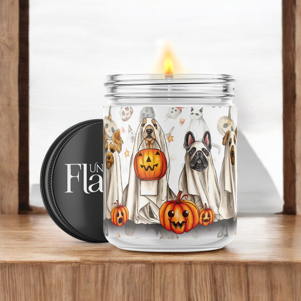 spooky dog and cat soy candle