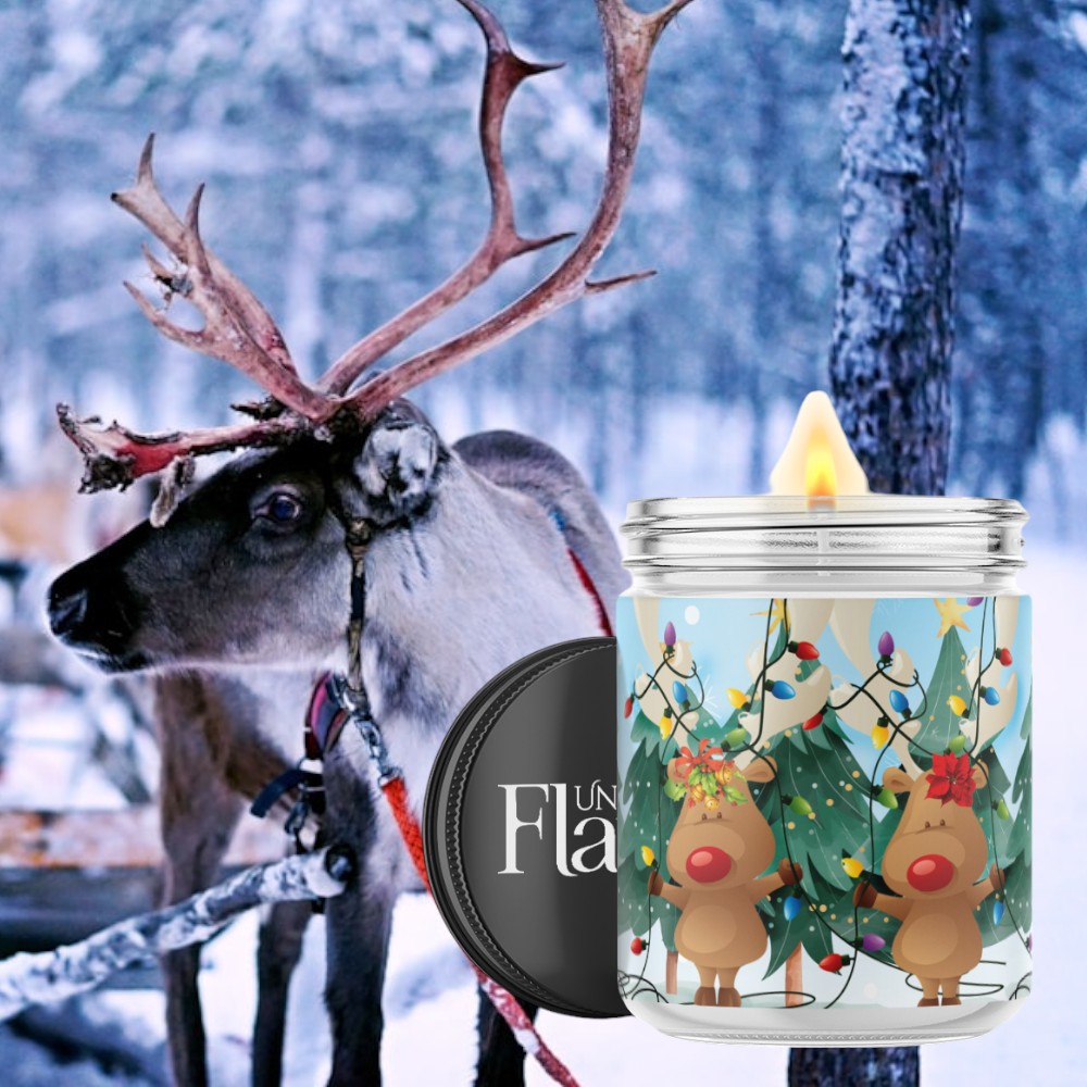 reindeer christmas candle