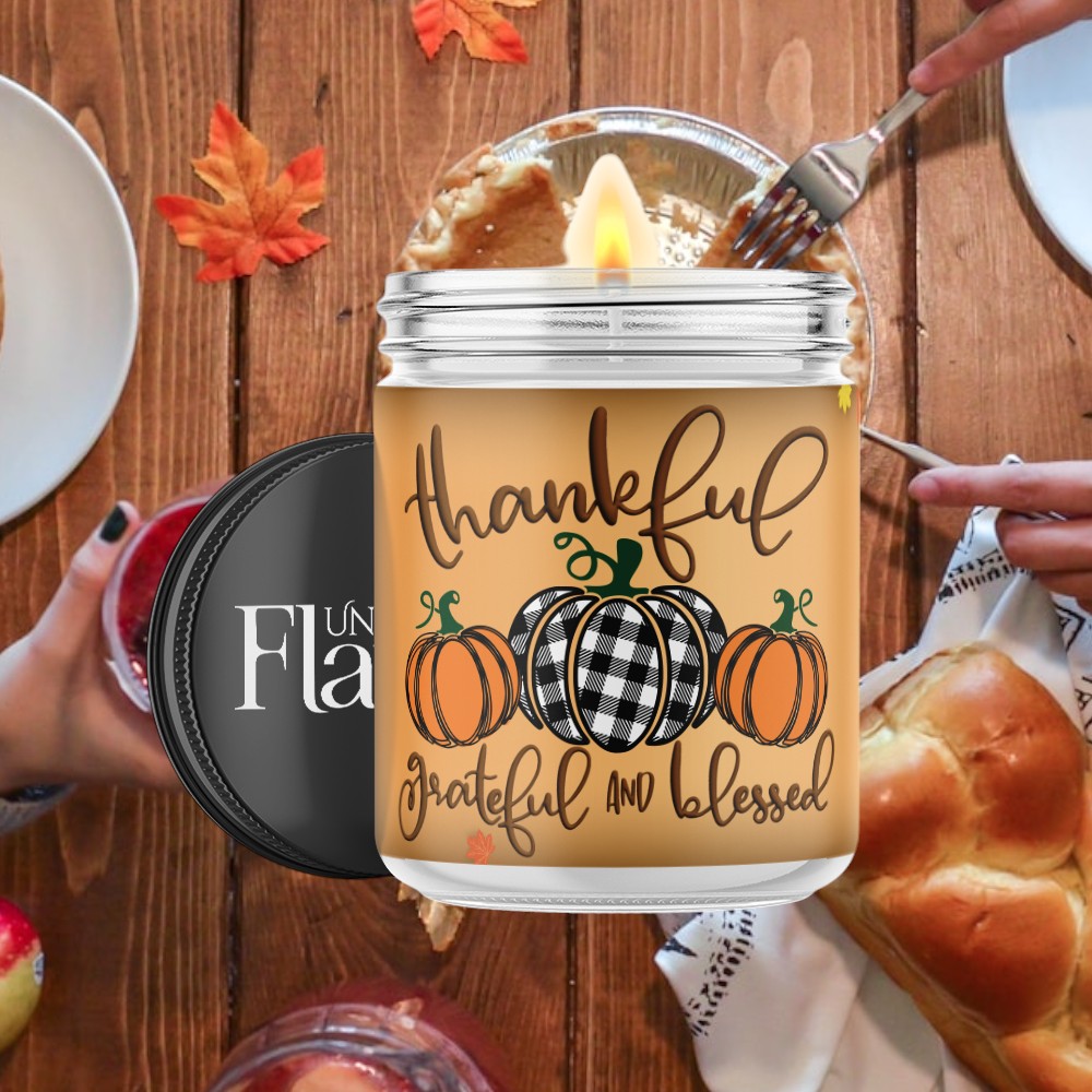 thankful holiday candle