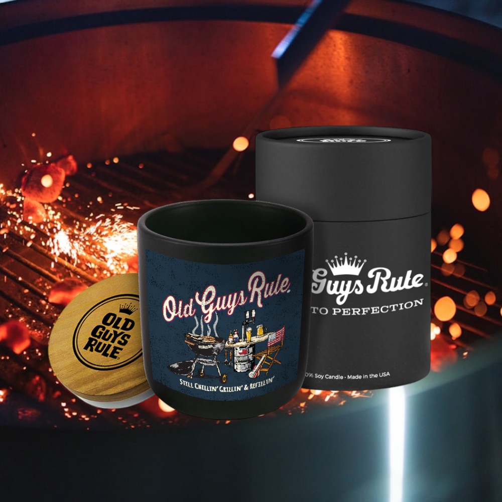 old guys rule grilling candle
