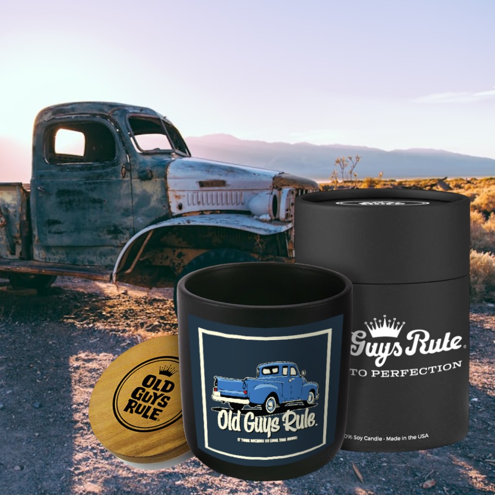 old guys rule truck candle