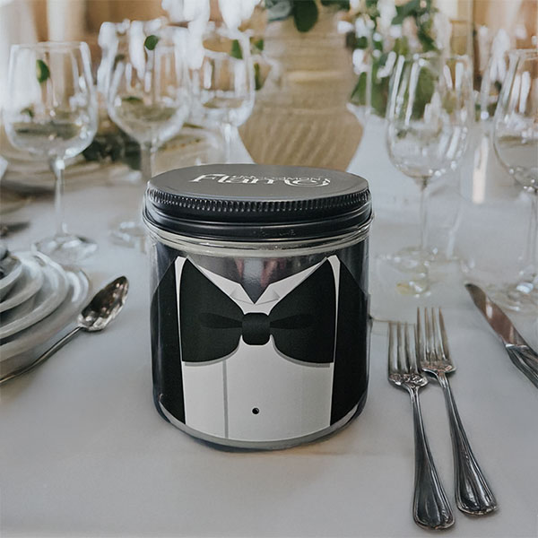 groom candle on table
